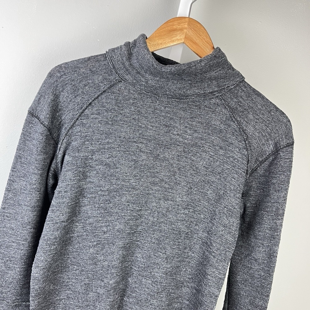 We The Free‎ People Knit Turtleneck Top Womens S Charcoal Gray Split Back Boho